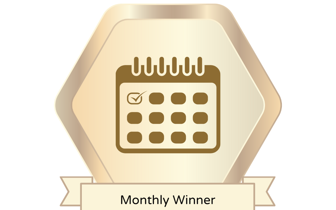 Bronze badge that reads 'Monthly winner'