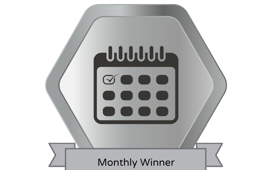 Silver badge that says 'Monthly Winner'